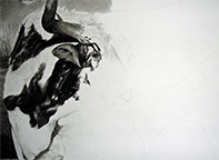 Steps in the process of charcoal art
